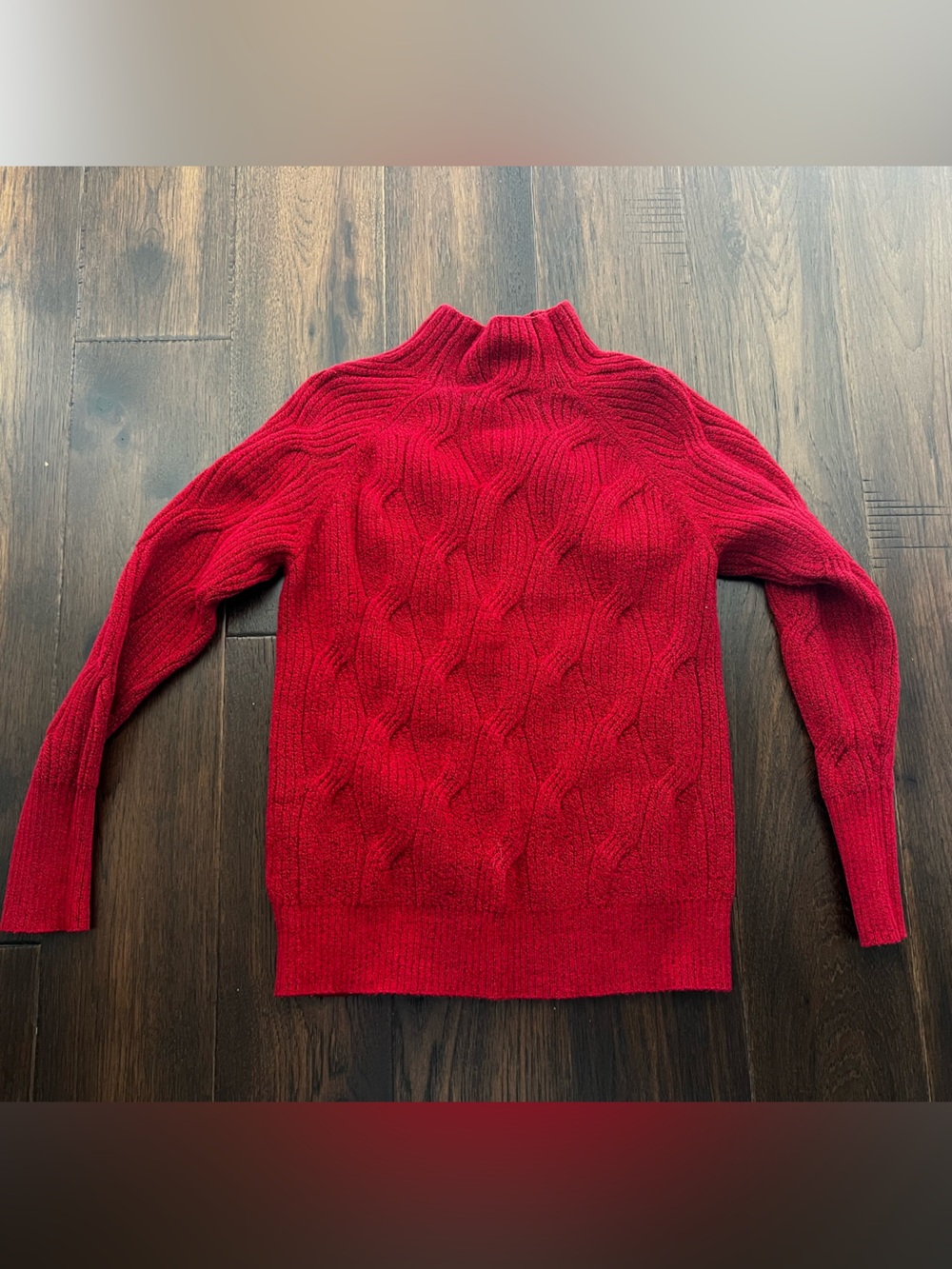 Soft touch funnel neck cable sweater dark red